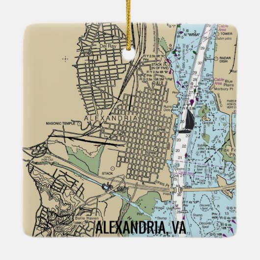 Alexandria Virginia Chart Keramisch Ornament (Achterkant)