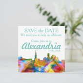 ALEXANDRIA, VIRGINIA SKYLINE VIBRANCE - SAVE THE DATE (Staand voorkant)