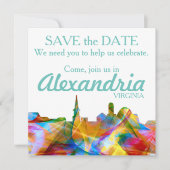 ALEXANDRIA, VIRGINIA SKYLINE VIBRANCE - SAVE THE DATE (Voorkant)