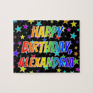 "ALEXANDRIA" voornaam, geun "HAPPY BIRTHDAY" Legpuzzel
