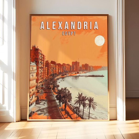 Alexandrië Egypte Poster Kunstprint, Vintage Retro