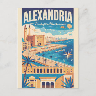 Alexandrië Egypte Retro Reisposter Kunst Briefkaart