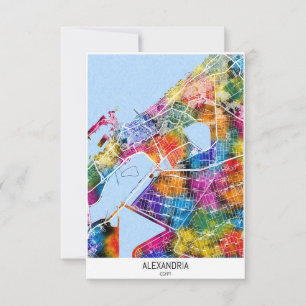 Alexandrië Egypte Stadsplattegrond Bedankkaart