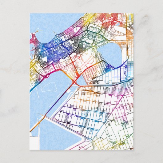 Alexandrië Egypte Stadsplattegrond Briefkaart (Voorkant)