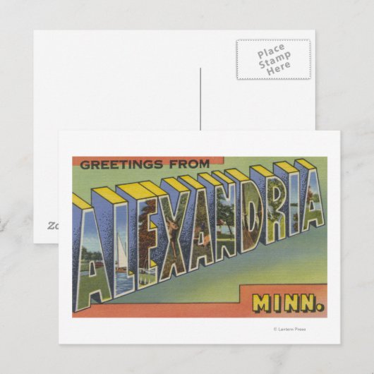 Alexandrië, Minnesota - Grote lettertjes Briefkaart (Voorkant / Achterkant)