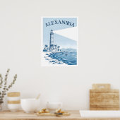 Alexandrië Vuurtoren Kust Scène Reizen Poster (Keuken)