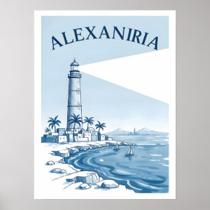 Alexandrië Vuurtoren Kust Scène Reizen Poster