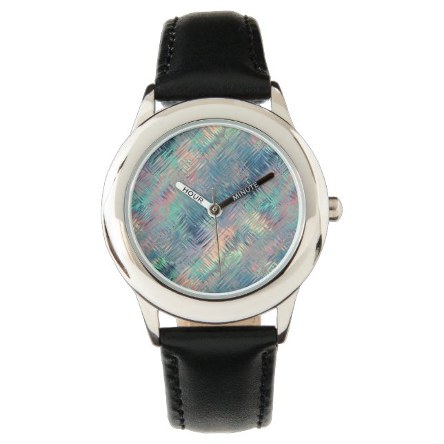 Alexandriet Blue Glassy Texture Horloge (Voorkant)