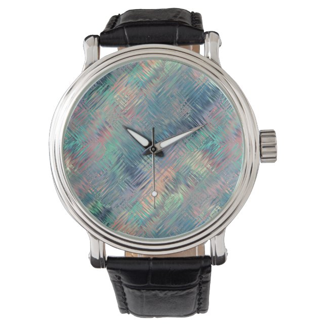 Alexandriet Blue Glassy Texture Horloge (Voorkant)