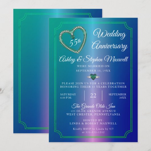 Alexandriet Diamanten 55e huwelijksjubileumfeest Kaart (Voorkant / Achterkant)