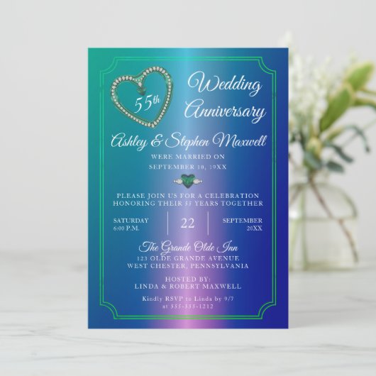 Alexandriet Diamanten 55th Huwelijksjubileumfeest Kaart (Staand voorkant)