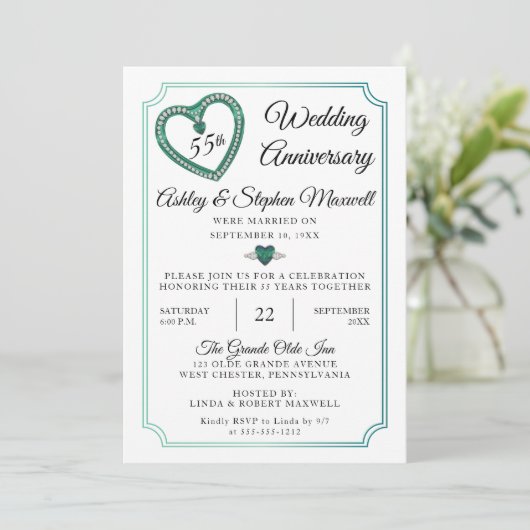 Alexandriet Diamond 55th Wedding Jubileum Party Kaart (Staand voorkant)