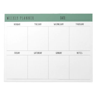 Alexandriet Teal Eenvoudige Moderne Weekplanner Notitieblok