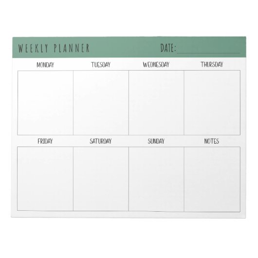Alexandrite Teal Simple Modern Weekly Planner Notitieblok (Voorkant)