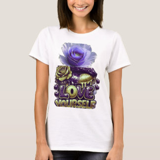 AlexDizaine Blauwe Roos Houd van jezelf Dames Dubb T-shirt