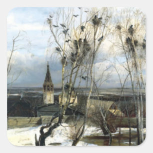 Alexei Savrasov Rooks Schilderij Vierkante Sticker