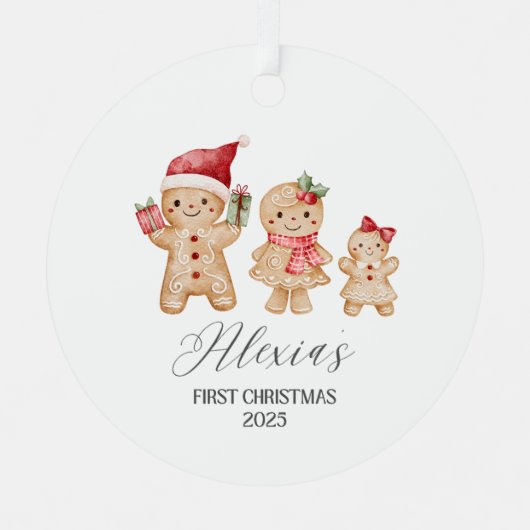 Alexia Persoonlijke Eerste Kerstmis van de Baby Metalen Ornament (Voorkant)