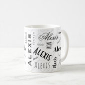 Alexis Aangepaste naam zwart-witte koffiemok (Voorkant rechts)