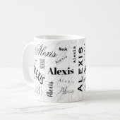 Alexis Aangepaste naam zwart-witte koffiemok (Voorkant links)