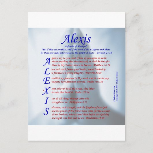Alexis Acrostic Briefkaart (Voorkant)
