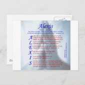 Alexis Acrostic Briefkaart (Voorkant / Achterkant)