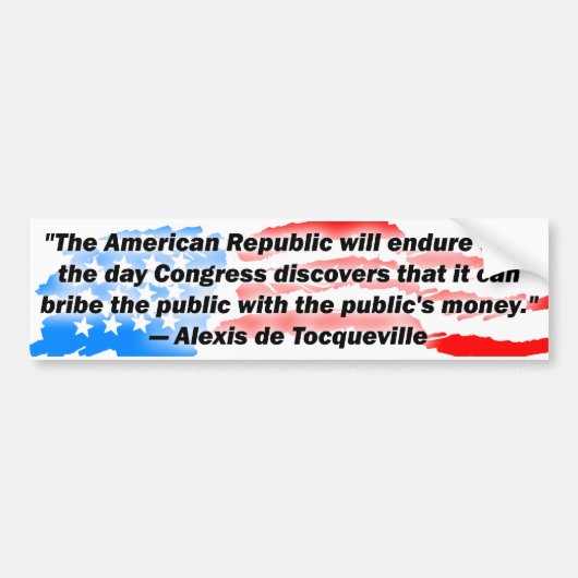 Alexis De Tocqueville: De Amerikaanse Republiek. Bumpersticker (Voorkant)