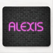 ALEXIS in roze neonverlichting Muismat (Voorkant)