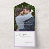 Alexis Lavendel Elegante Moderne Bruiloft All In One Uitnodiging (Binnen)