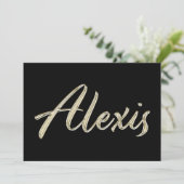 Alexis Name white gold Handwriting Karte Kaart (Staand voorkant)