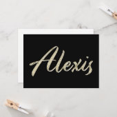 Alexis Name white gold Handwriting Karte Kaart (Voorkant / Achterkant in situ)