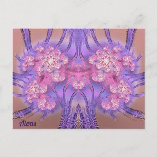 ALEXIS ~ Pastel roze en Paars 3D-ontwerp ~ Briefkaart (Voorkant)