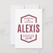 Alexis Persoonlijke naam Birthday Gift RSVP Kaartje (Voorkant)