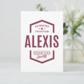 Alexis Persoonlijke naam Birthday Gift RSVP Kaartje (Staand voorkant)
