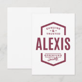 Alexis Persoonlijke naam Birthday Gift RSVP Kaartje (Voorkant / Achterkant)