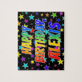 "ALEXIS" voornaam, geun "HAPPY BIRTHDAY" Legpuzzel (Verticaal)
