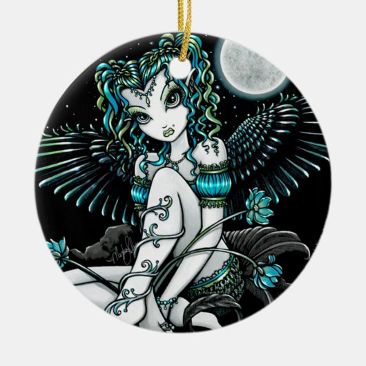 "Alexis" Water Lily Moon Angel Ornament (Voorkant)