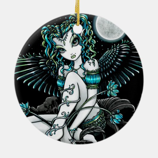 "Alexis" Water Lily Moon Angel Ornament (Achterkant)