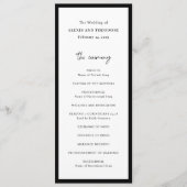 Alexis Zwart-wit Elegante Moderne Bruiloft Programmakaart (Voorkant)