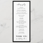 Alexis Zwart-wit Elegante Moderne Bruiloft Programmakaart (Achterkant)
