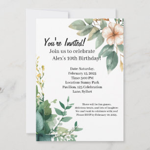 Alex's Floral 10e verjaardag Kaart