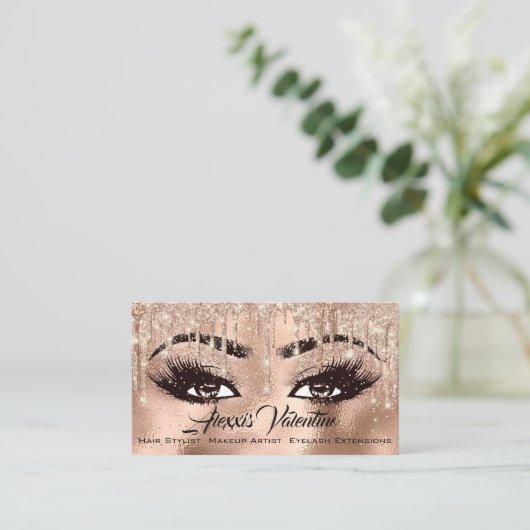 Alexxis Makeup Brow Lashes Glitter Drip Spark Visitekaartje (Staand voorkant)
