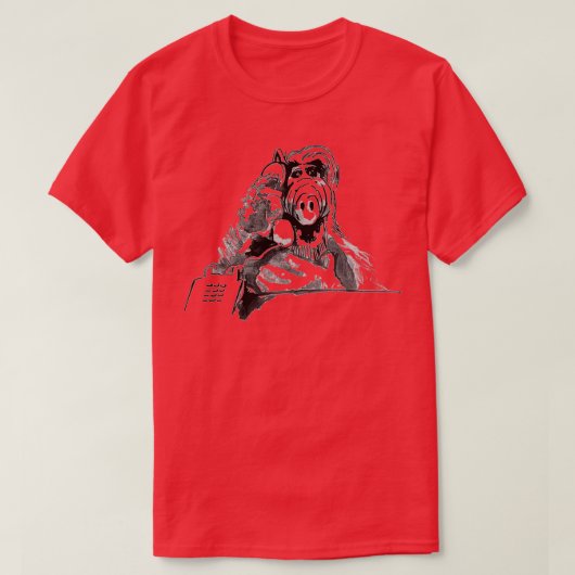 alf aan de telefoon t-shirt (Design voorkant)