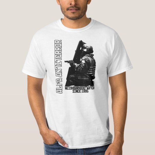 ALFA ANTITERROR "Nabuurschapswacht sinds 1995" T-shirt (Voorkant)