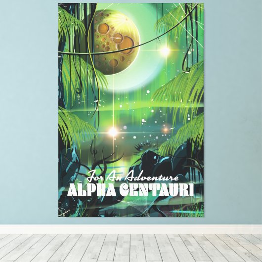 Alfa Centauri retro-moeras sci-fi poster Canvas Afdruk (Insitu (Houten vloer))