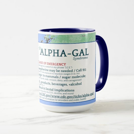 Alfa-gal Syndrome Awareness (15oz) Mok (Voorkant rechts)