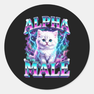 Alfa mannetje kat kitten grappig voor mannen vrouw ronde sticker