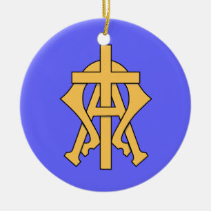 Alfa & Omega kerstversiering Keramisch Ornament
