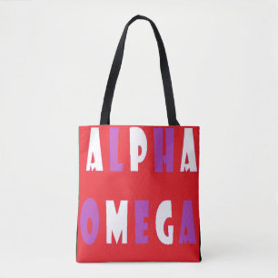Alfa Omega rode witte paars Tote Bag