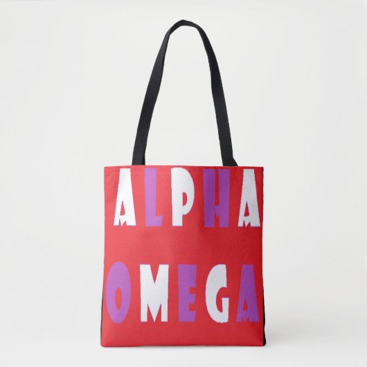 Alfa Omega rode witte paars Tote Bag (Voorkant)