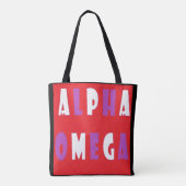 Alfa Omega rode witte paars Tote Bag (Achterkant)